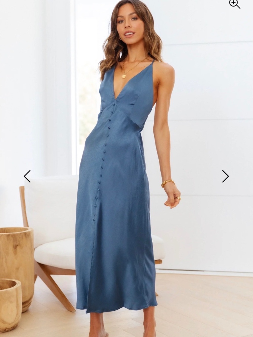 Hello Molly Satin Midi Dress Blue